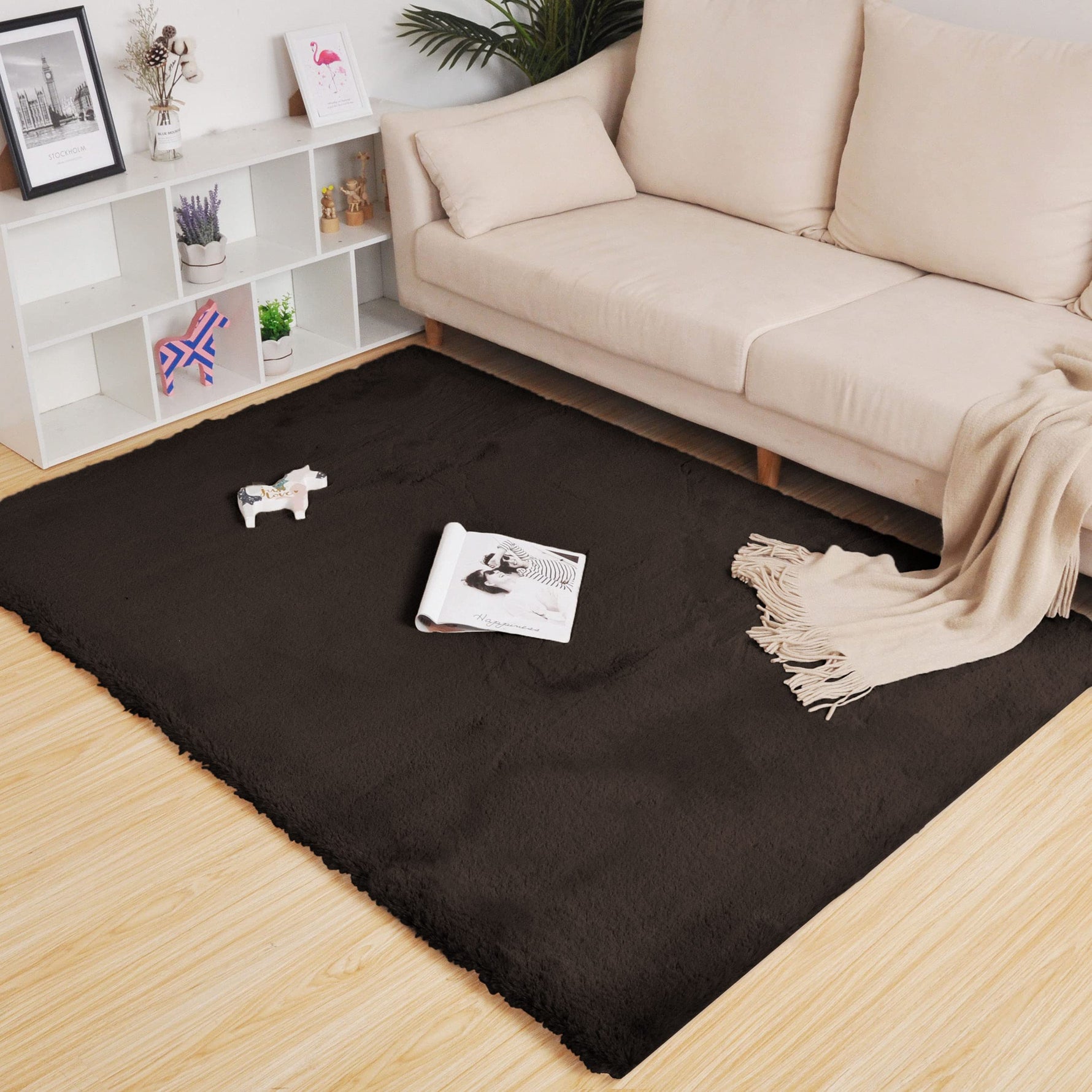Rabbit Fur Super Soft Carpet (Chocolate, 4x6 Feet)