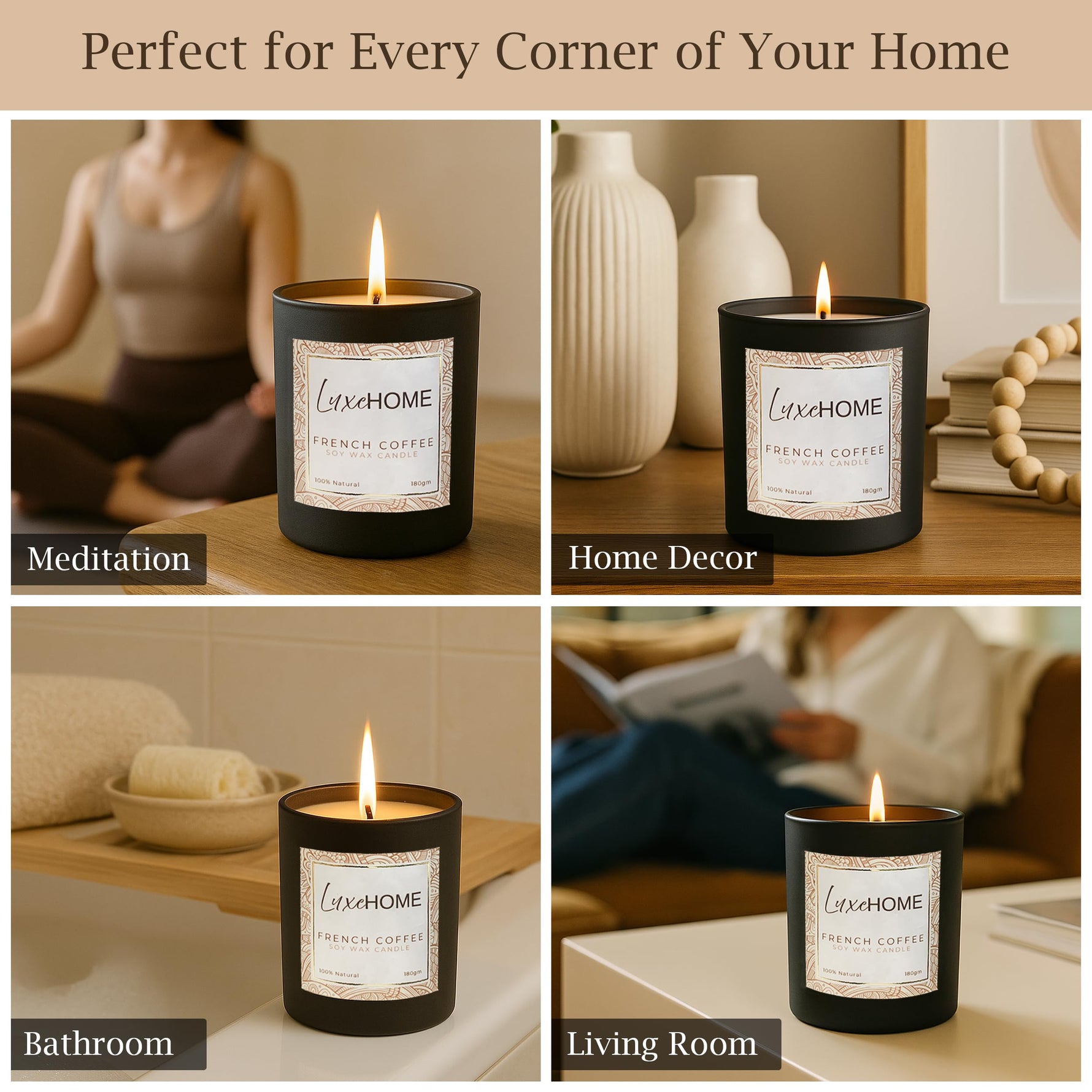 Scented Candles Set of 1 Brown