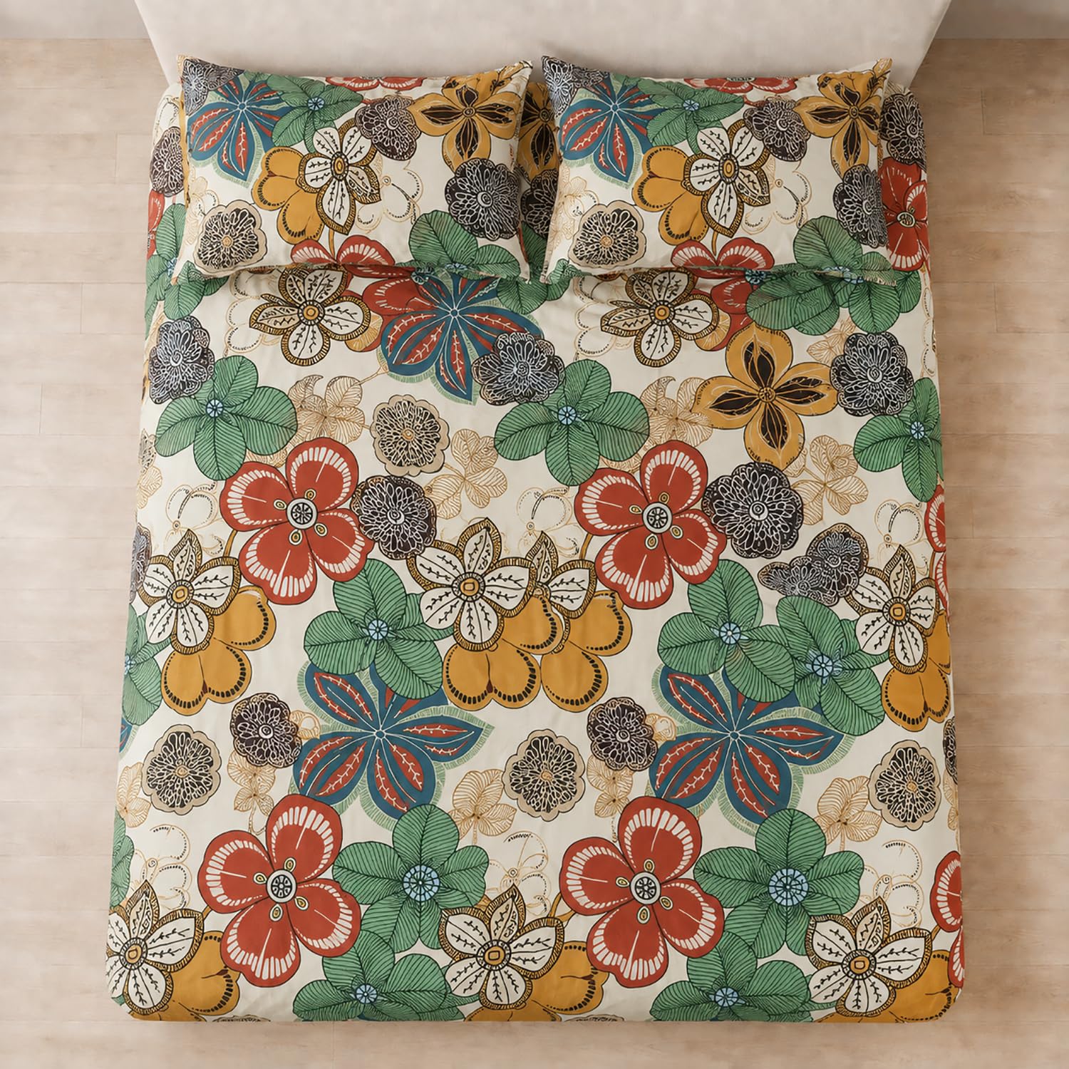 Double Bedsheet with 2 Pillow Covers 220 TC 100% Cotton Feel ( Sage Green , 90x100inch )