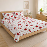 Double Bedsheet With 2 Pillow Covers Circle Pattern 200 TC 100% Cotton Feel ( Queen Size 90x90 Inch Yellow Set Of 3 )