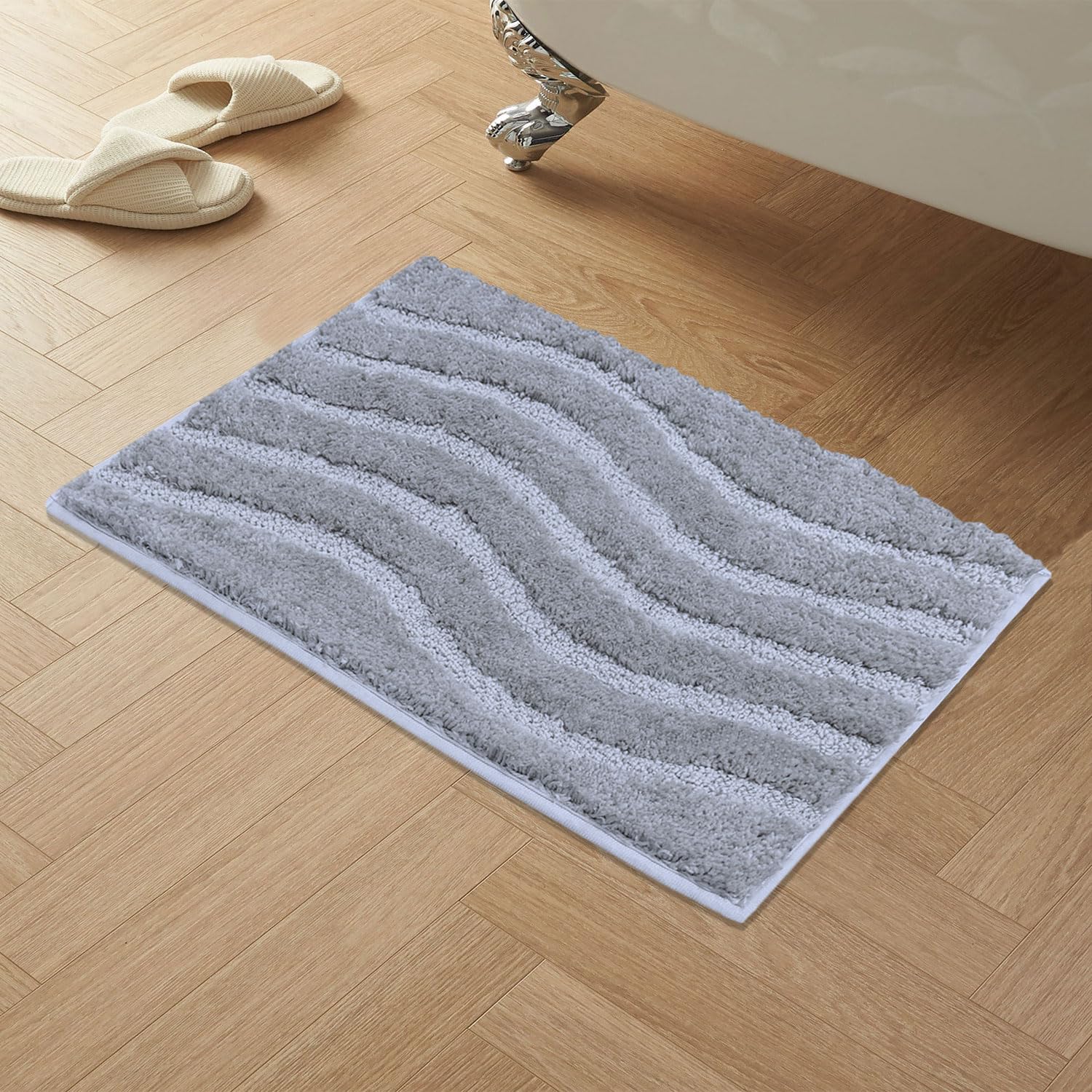 Bath Mat Classic Waves Microfiber 2200 GSM (40x60 cm, Grey)