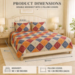 Queen Size Double Bedsheet With 2 Pillow Covers Leefs Pattern 90x90 Inch
