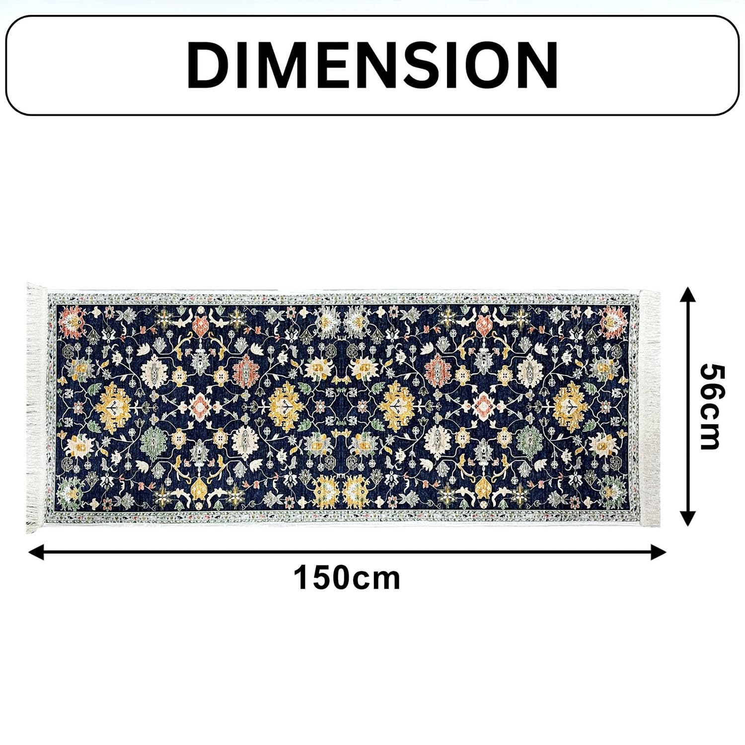 Polyester Floor Runner Midnight Garden Pattern Multi Color 150x56cm