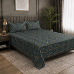 Double Bedsheet with 2 Pillow Covers Premium 240 TC 100% Cotton Feel King Size (108x108 inch , Blue )