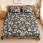 Double Bedsheet with 2 Pillow Covers Premium 240 TC 100% Cotton Feel ( King Size Charcoal 108x108 inch )