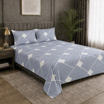 Double Bedsheet with 2 Pillow Covers 220 TC 100% Cotton Feel King Size( Blue , 90x100inch )