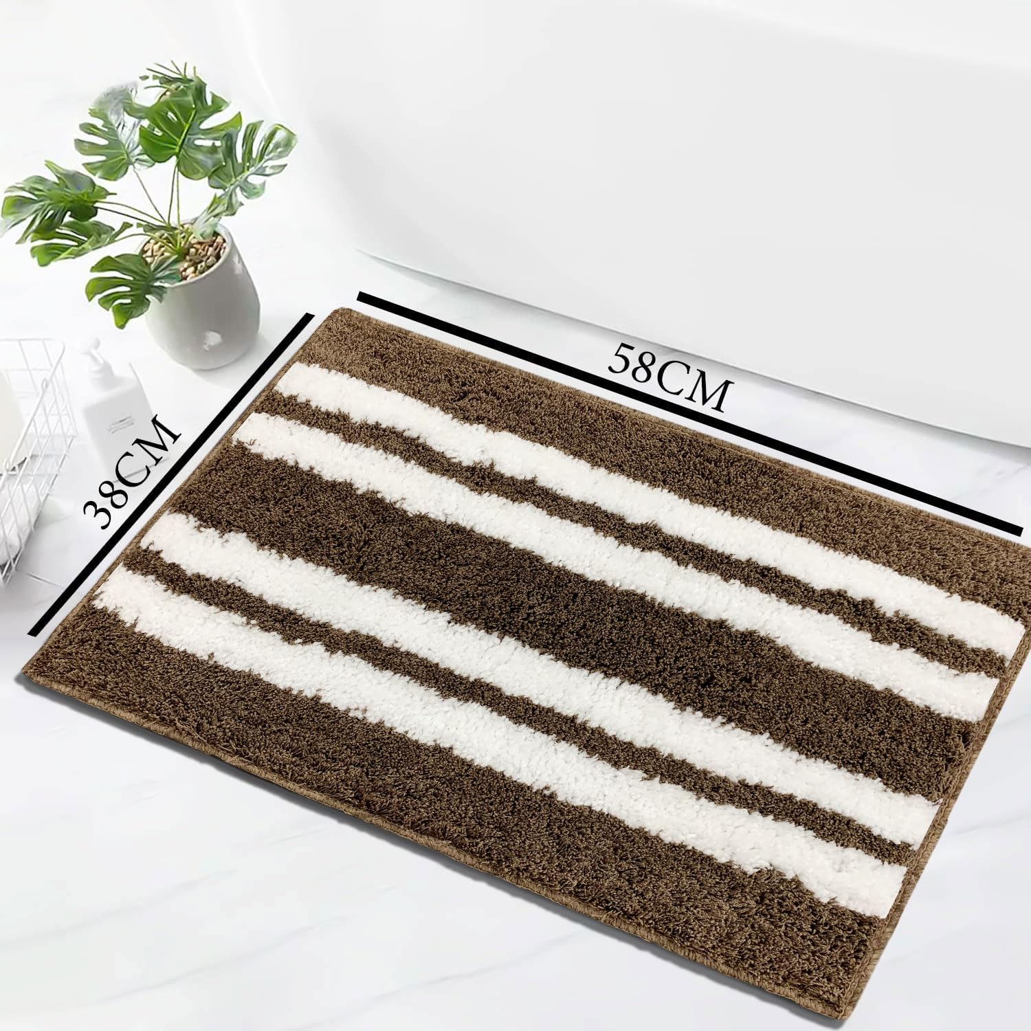 Florida Bath Mat 2200 GSM Pack of 2 (38x58 cm ,Brown)