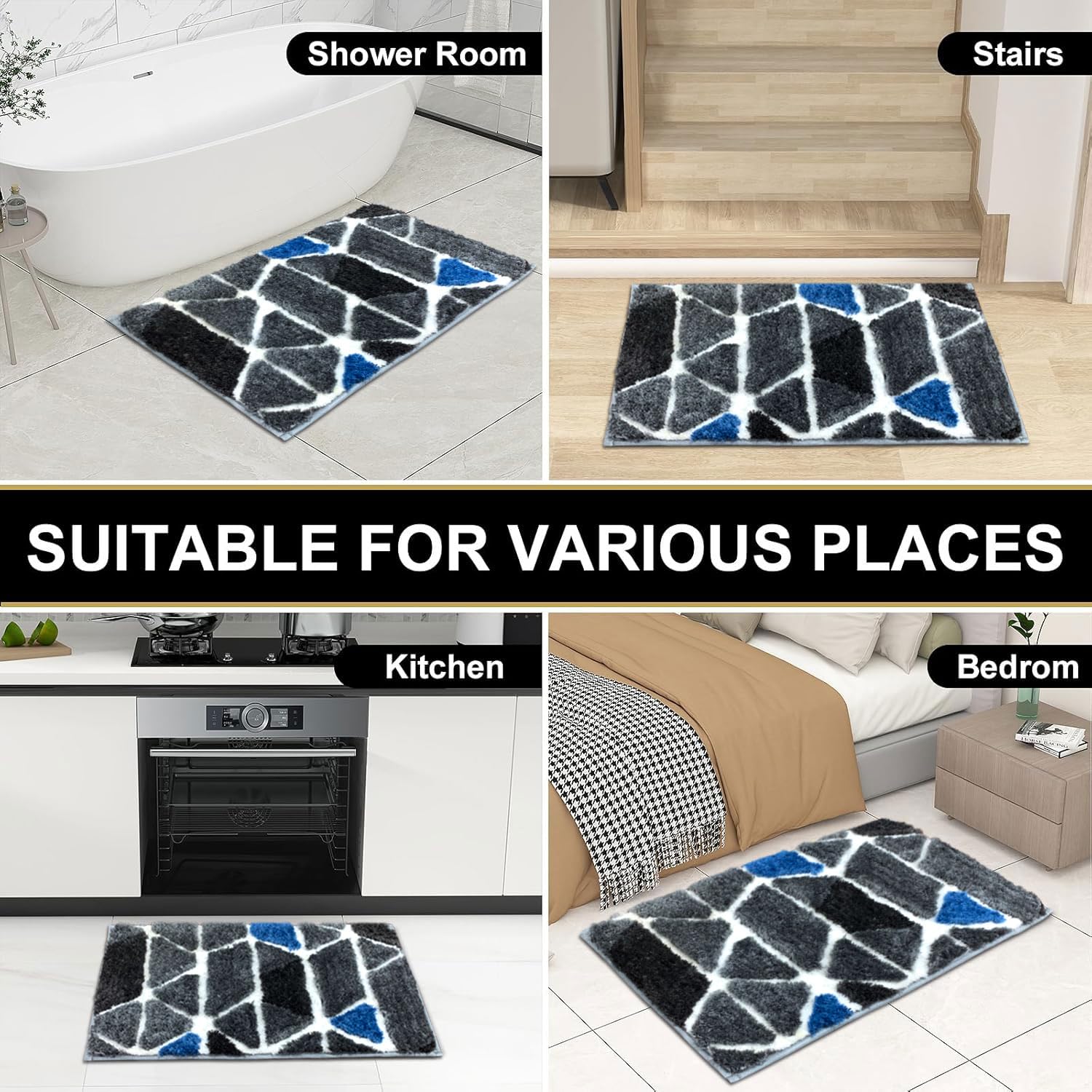 Macau Trangle Bath Mat (40x60 cm,Grey)
