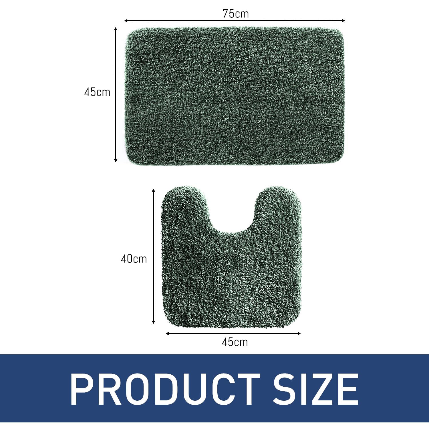 Newman Polyester Contour Bath Mat Set of 2 (Hunter Green 45x75 cm & 40x45)