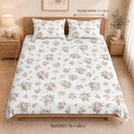 Double Bedsheet with 2 Pillow Covers 220 TC 100% Cotton Feel King Size ( White 90x100 inch )