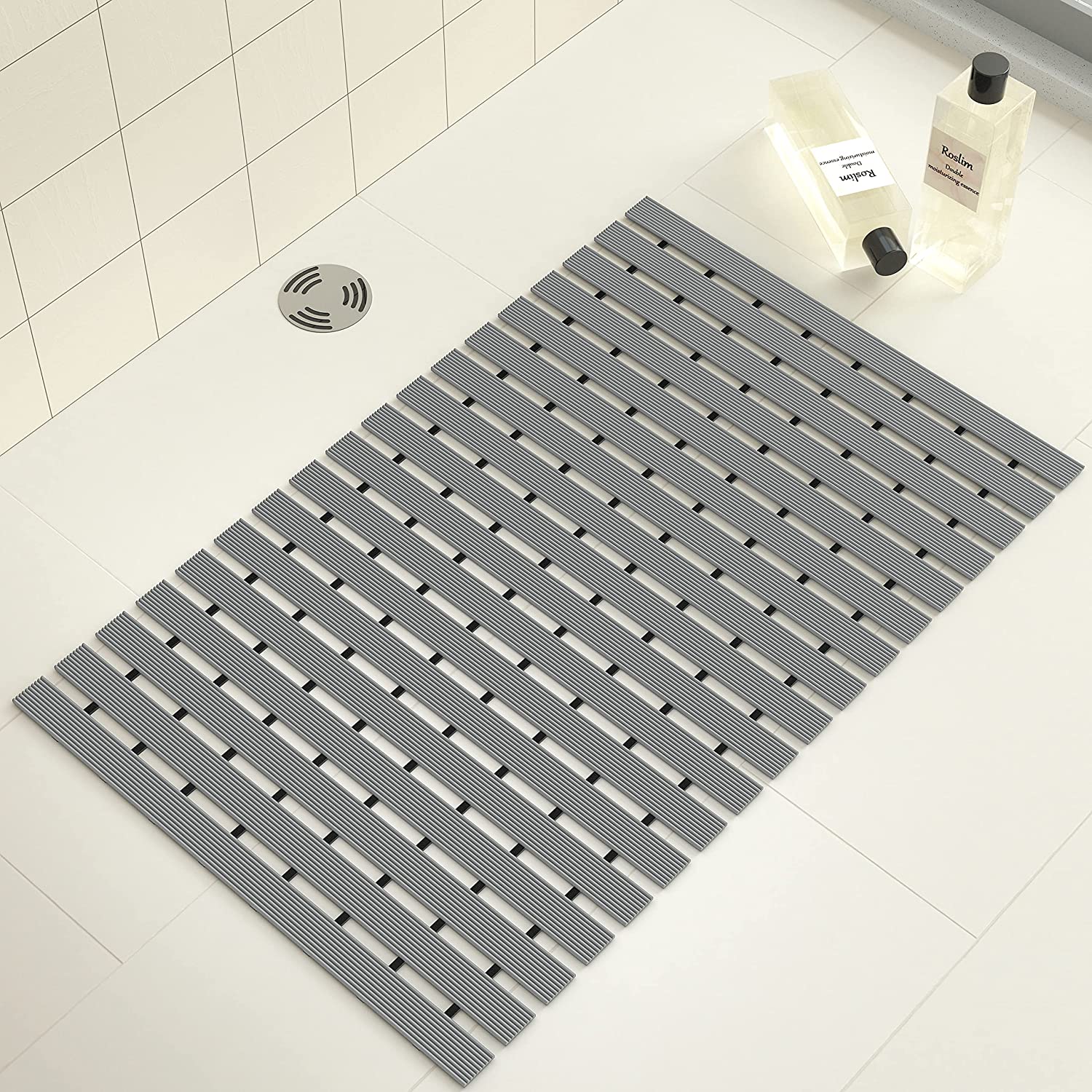 Shower Mat for Bathroom Anti Slip  (Grey, 17x24 Inch)