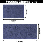 Chenille Super Absorbent Bath Mats  Pack of 2 (40x60cm 60x120cm Navy)
