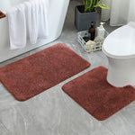 Newman Polyester Contour Bath Mat Set of 2 (Rust 45x75 cm & 40x45)