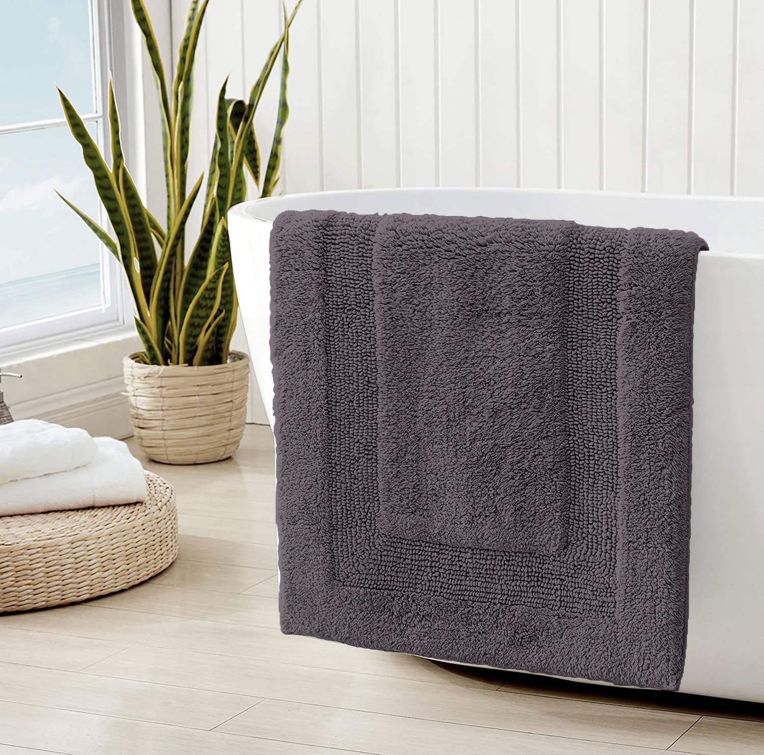 Paris Reversible Bath Mat 100% Cotton (Anthra, 40x60 cm)