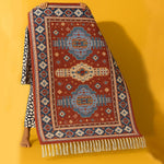 Polyester Killim Design Carpets with Tassel Latex Backing (4x6 ft, Multi)