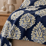 Double Bedsheet with 2 Pillow Covers Premium 240 TC 100% Cotton Feel ( King SizeNavy 108x108 inch )