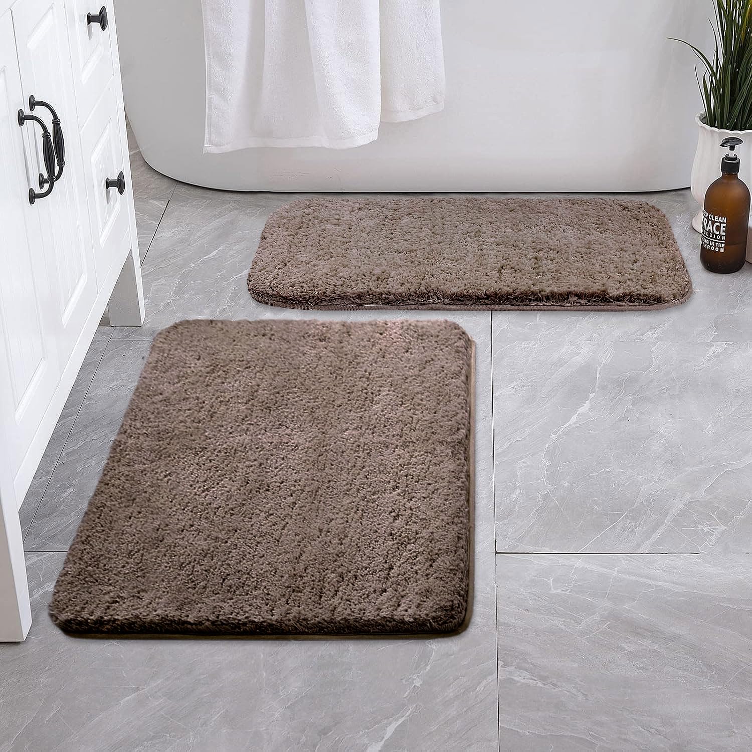Vegas Microfiber Bath Mat (40x60 cm, Cocoa) Pack of 2