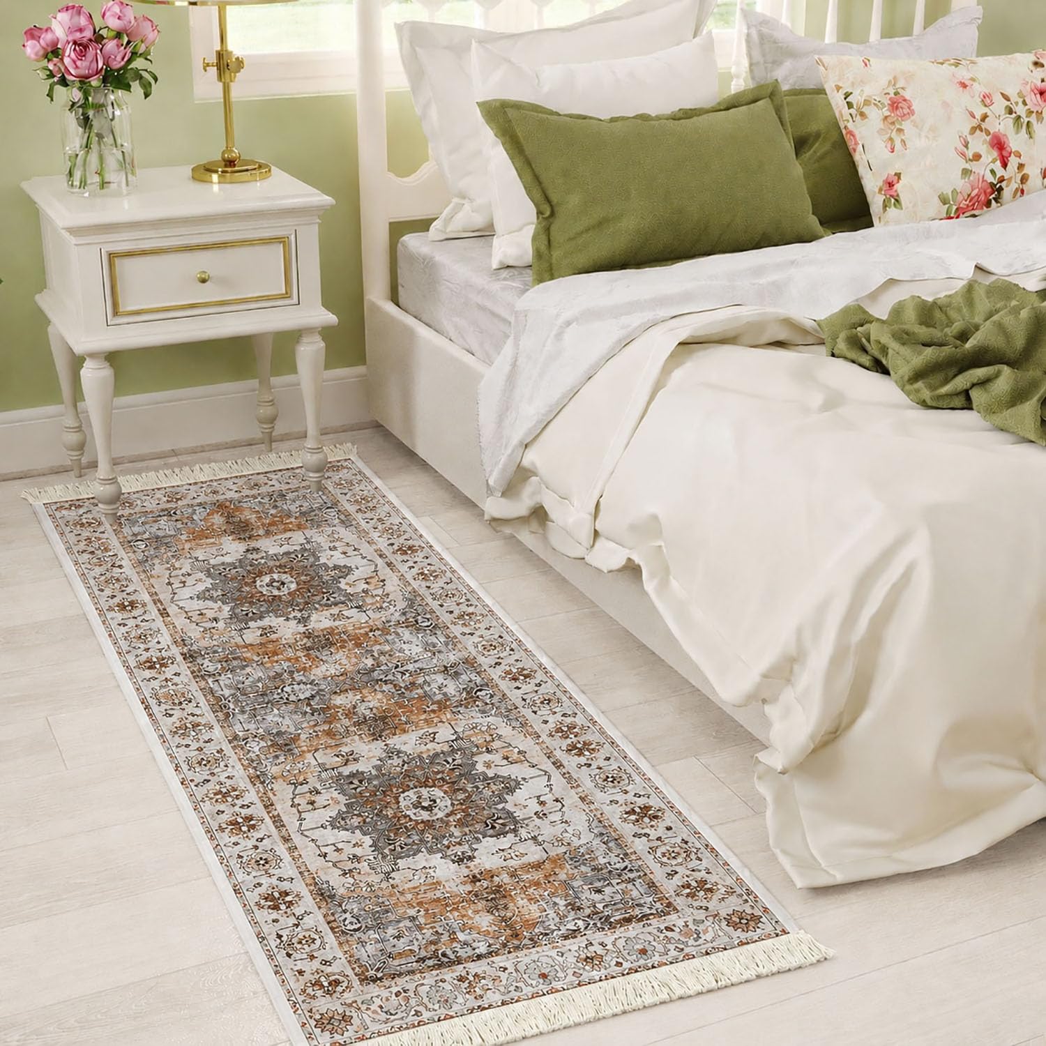 Polyester Floor Runner  Ivory Heritage Pattern Multi Color 150x56cm