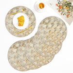 LUXE HOME INTERNATIONAL PVC Vinyl Metallic Table Round Placemats for Dining Table Gold, Heat Resistant & Waterproof | Easy to Clean Decorative Dining Mats - (Set of 6) ST078TJ-3MJ
