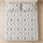 Double Bedsheet with 2 Pillow Covers Premium Indigo Village Toile Printed Soft & Breathable Bed Sheet for King Size Wrinkle Free All-Season Blue 90x100inch
