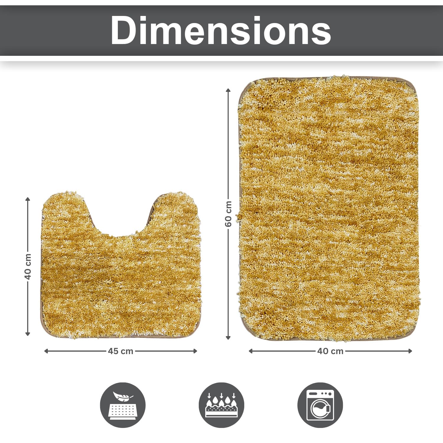 Hawai Contour Bath Mat  Set of 2 (AntiGold, 40x60 cm & 40x45)