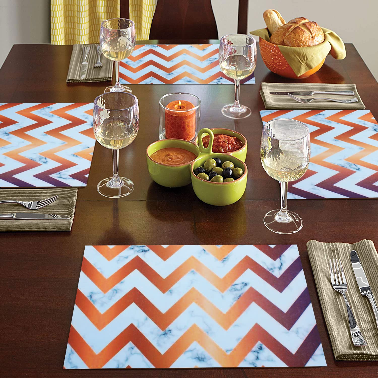 Placemat/Utensil Mat for HomeSet of 4 Piece (ZigZag_30x45 Cm)