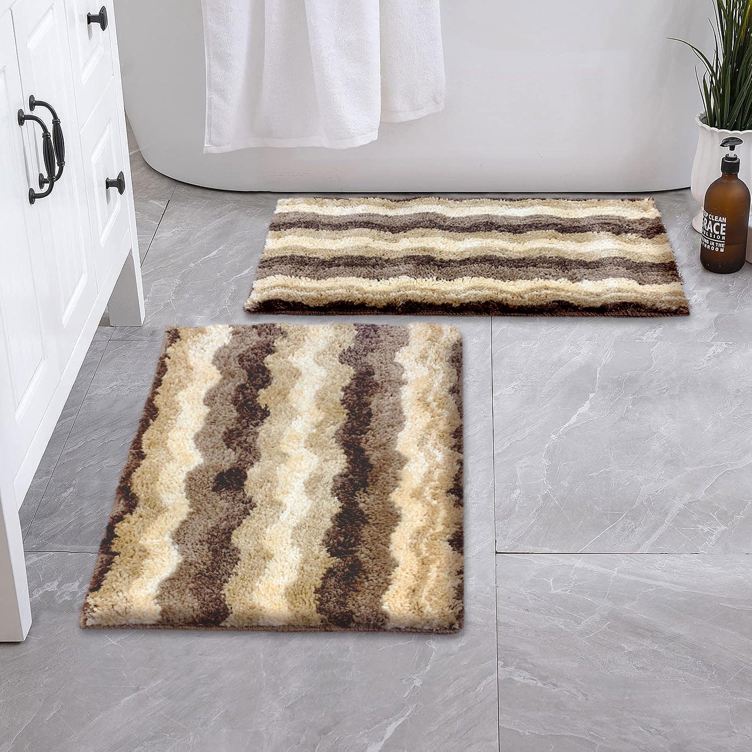 Birmingham Bathmat for Bathroom Pack of 2 (38x58 cm Amber)