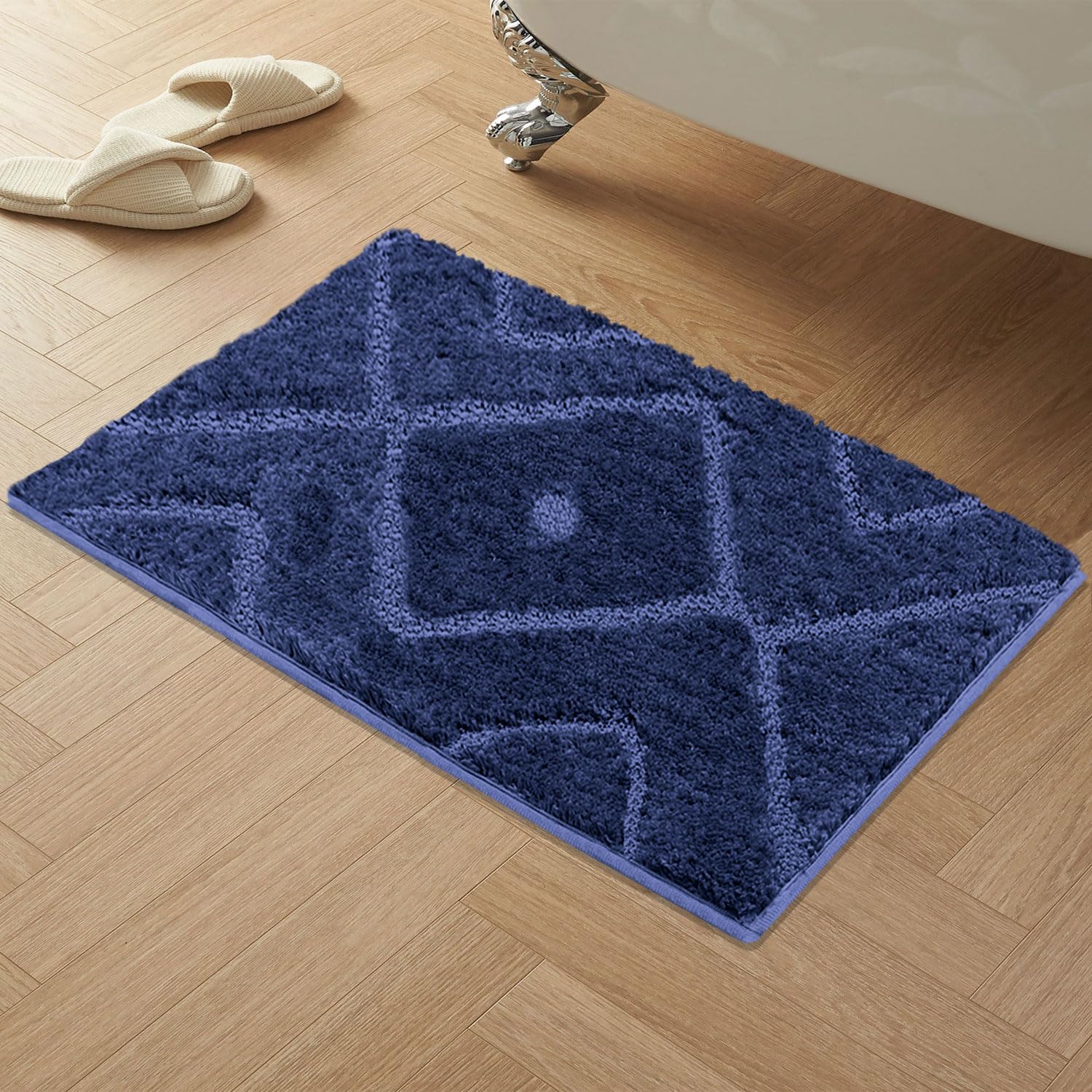 Bath Mat Classic Diamond Microfiber 2200 GSM (40x60 cm, Blue )