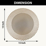 LUXE HOME INTERNATIONAL PVC Vinyl Metallic Table Round Placemats for Dining Table Gold, Heat Resistant & Waterproof | Easy to Clean Decorative Dining Mats - (Set of 6) ST085TJ-3MJ