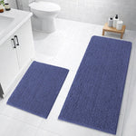 Chenille Super Absorbent Bath Mats  Pack of 2 (40x60cm 60x120cm Navy)