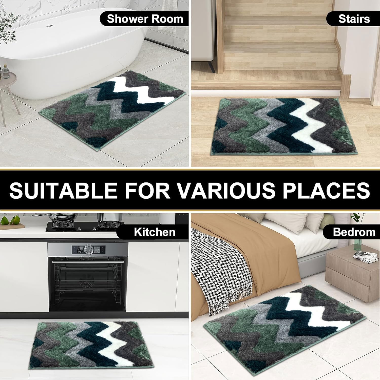 Macau Stripe Bath Mat (40x60 cm,Green)