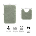 Polyester Contour Bath Mat Set (Pastel Green , 45x 75 cm & 40x45)