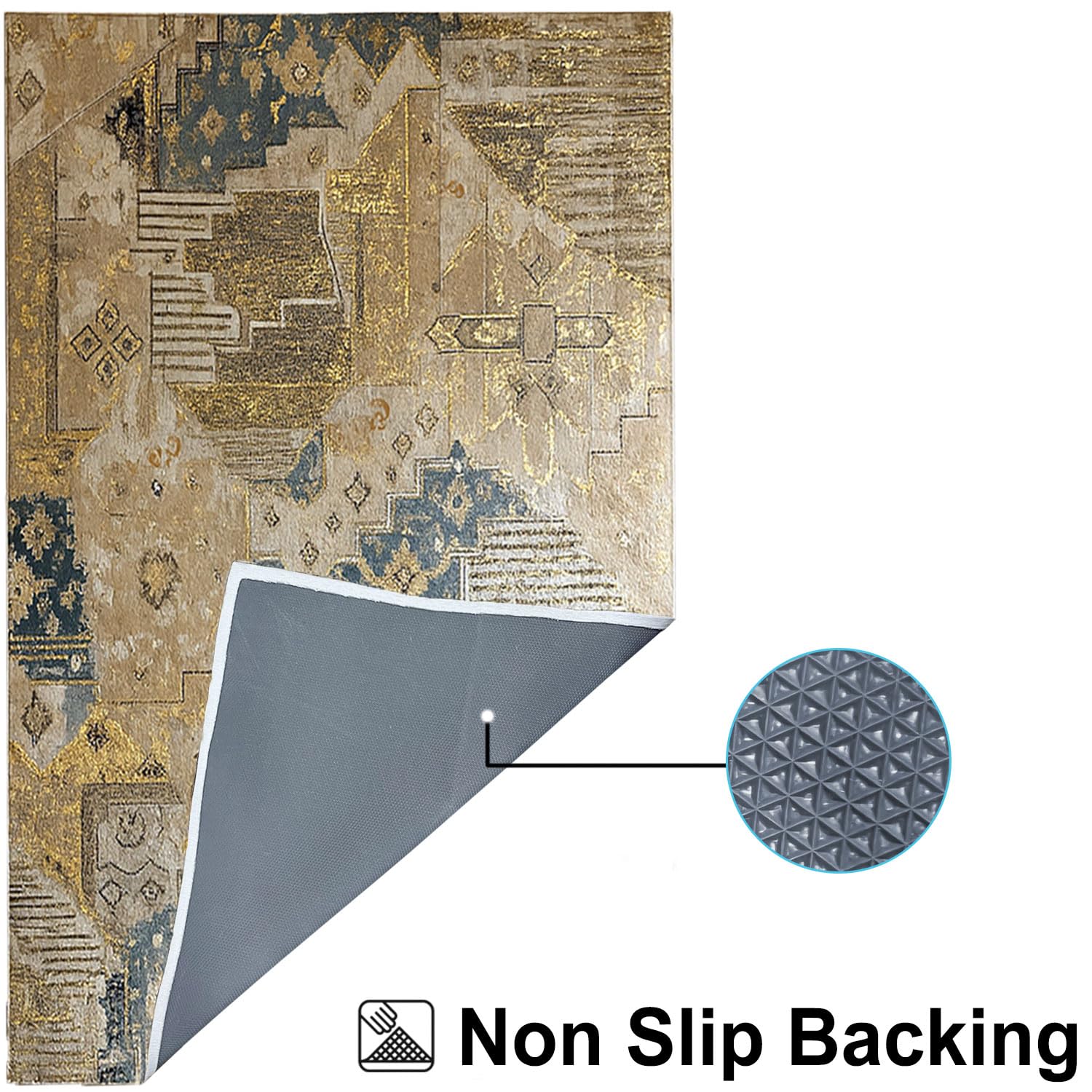 Polyester Abstract Carpet Anti Skid  (5x7 Feet, Multicolor)