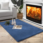 Rabbit Fur Soild Carpet (Blue, 3x5 Feet)