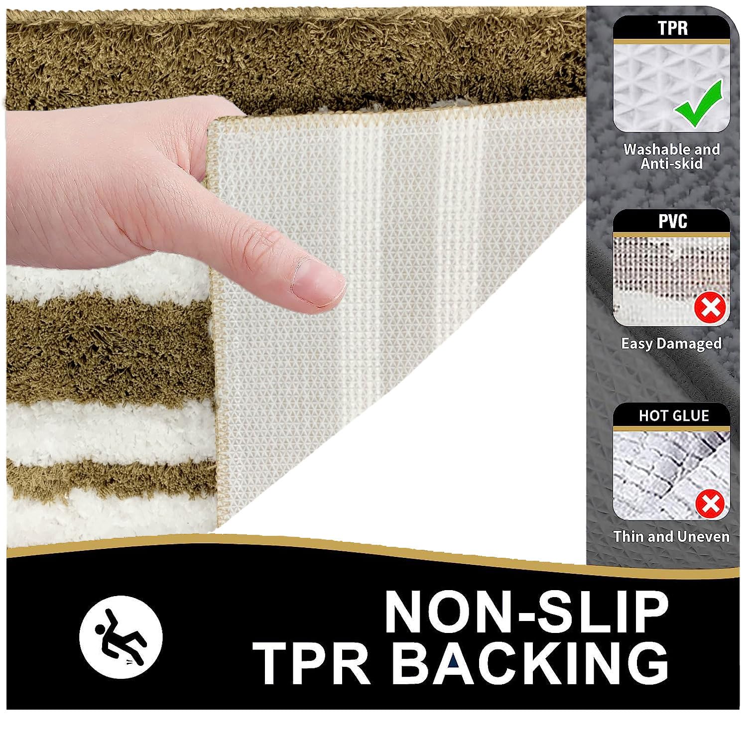 Florida Bath Mat 2200 GSM Pack of 2 (38x58 cm ,Gold)
