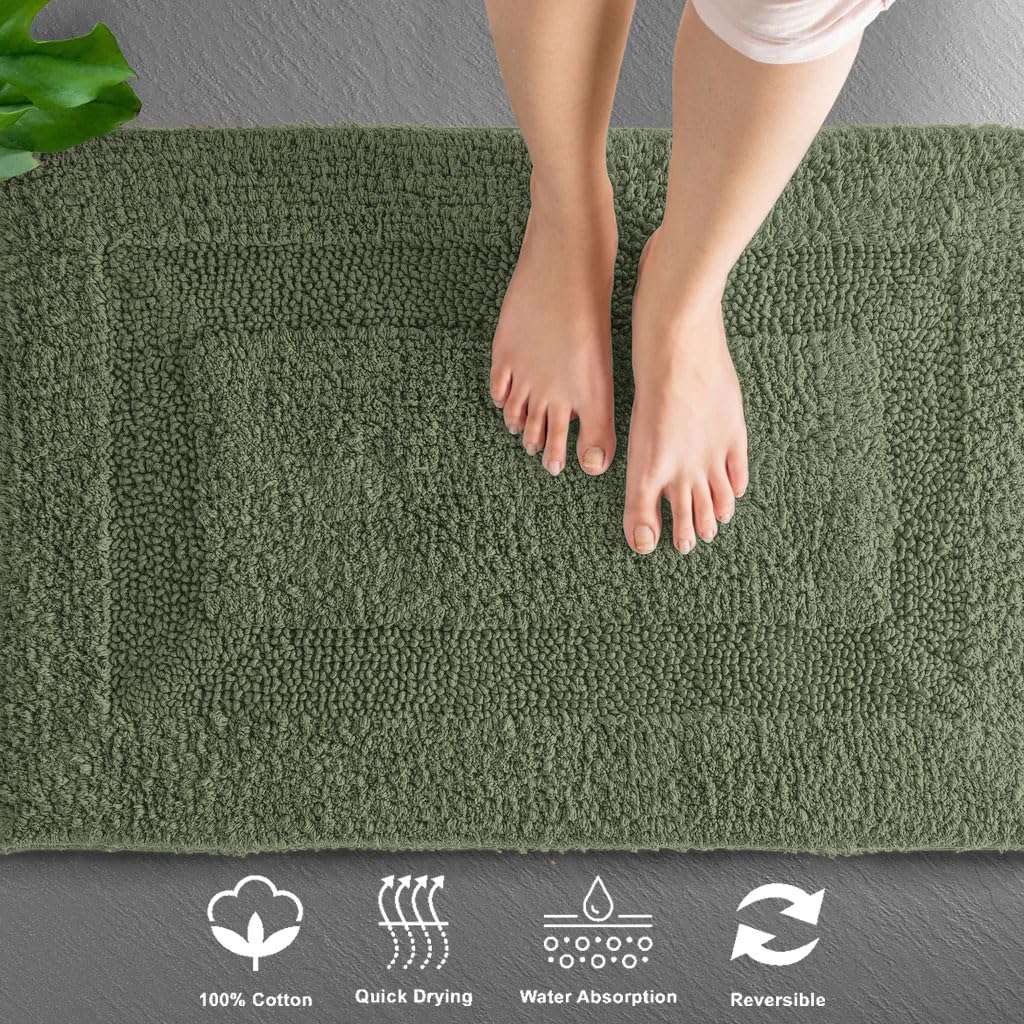 Paris Mat Bath Mat 3200 GSM Cotton Super Soft Absorbent (Pista, 40 x 60 Cm)