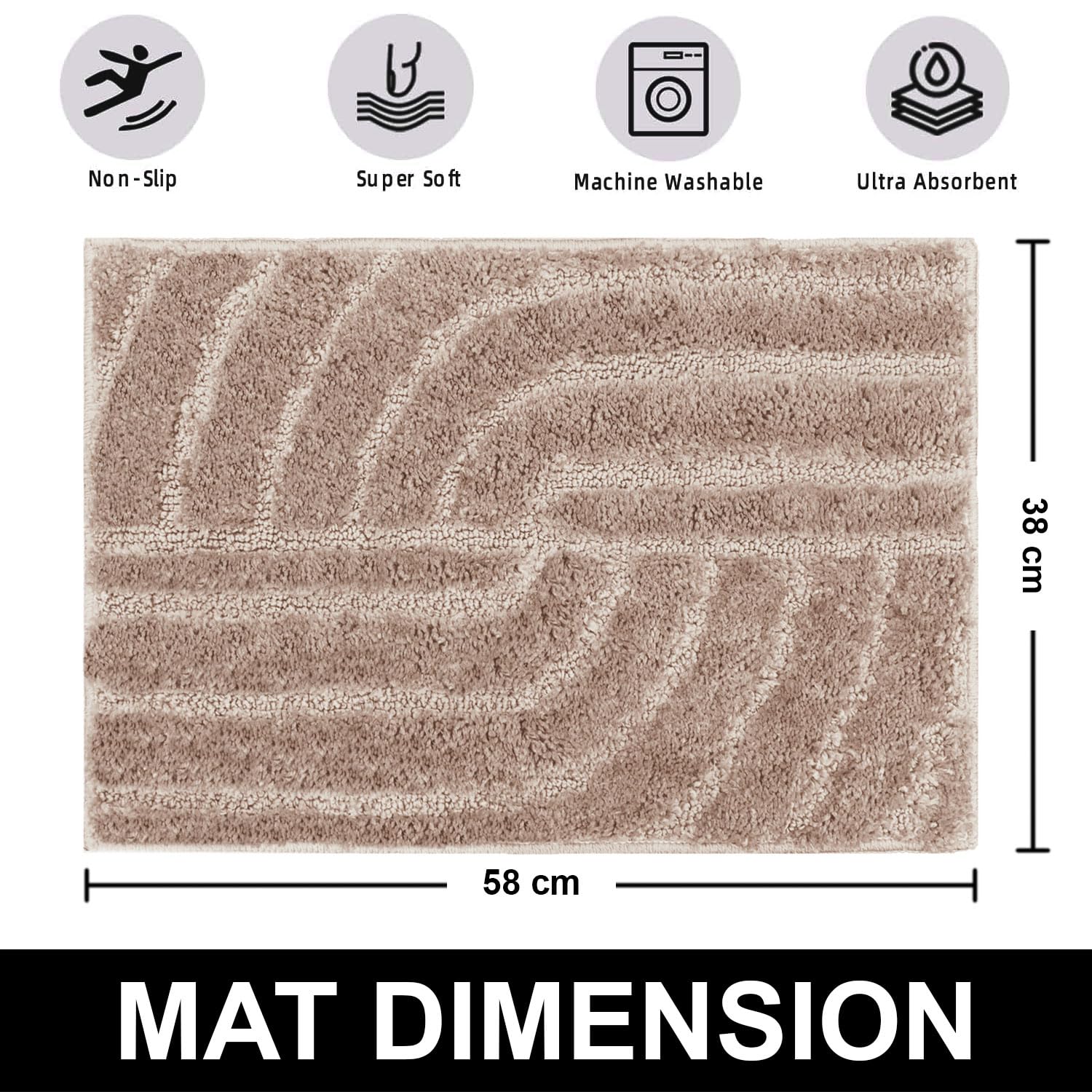 Scotland Maze Cut Bathmat Mat Pack Of 2 (38x58 cm , Beige)