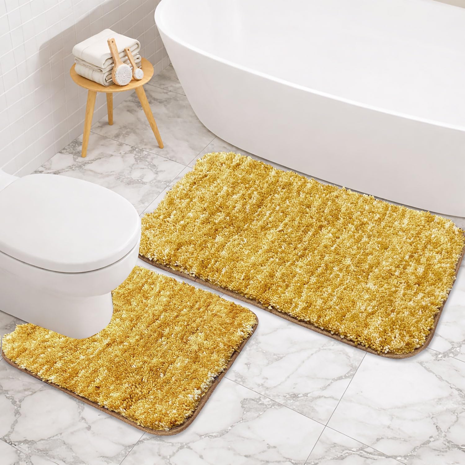 Hawai Contour Bath Mat  Set of 2 (AntiGold, 40x60 cm & 40x45)