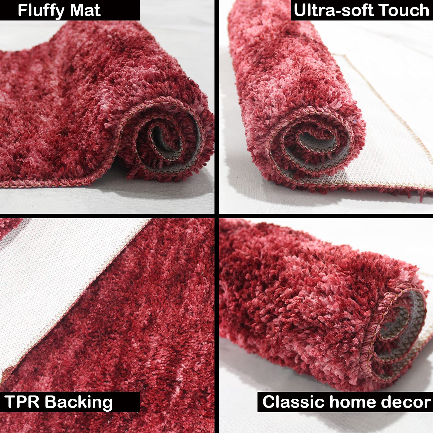 Norway Mats for Bathroom 1700 GSM Microfiber(38cm x 58cm, Red )