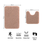 Polyester Contour Bath Mat Set (Pastel Peach , 45x 75 cm & 40x45)
