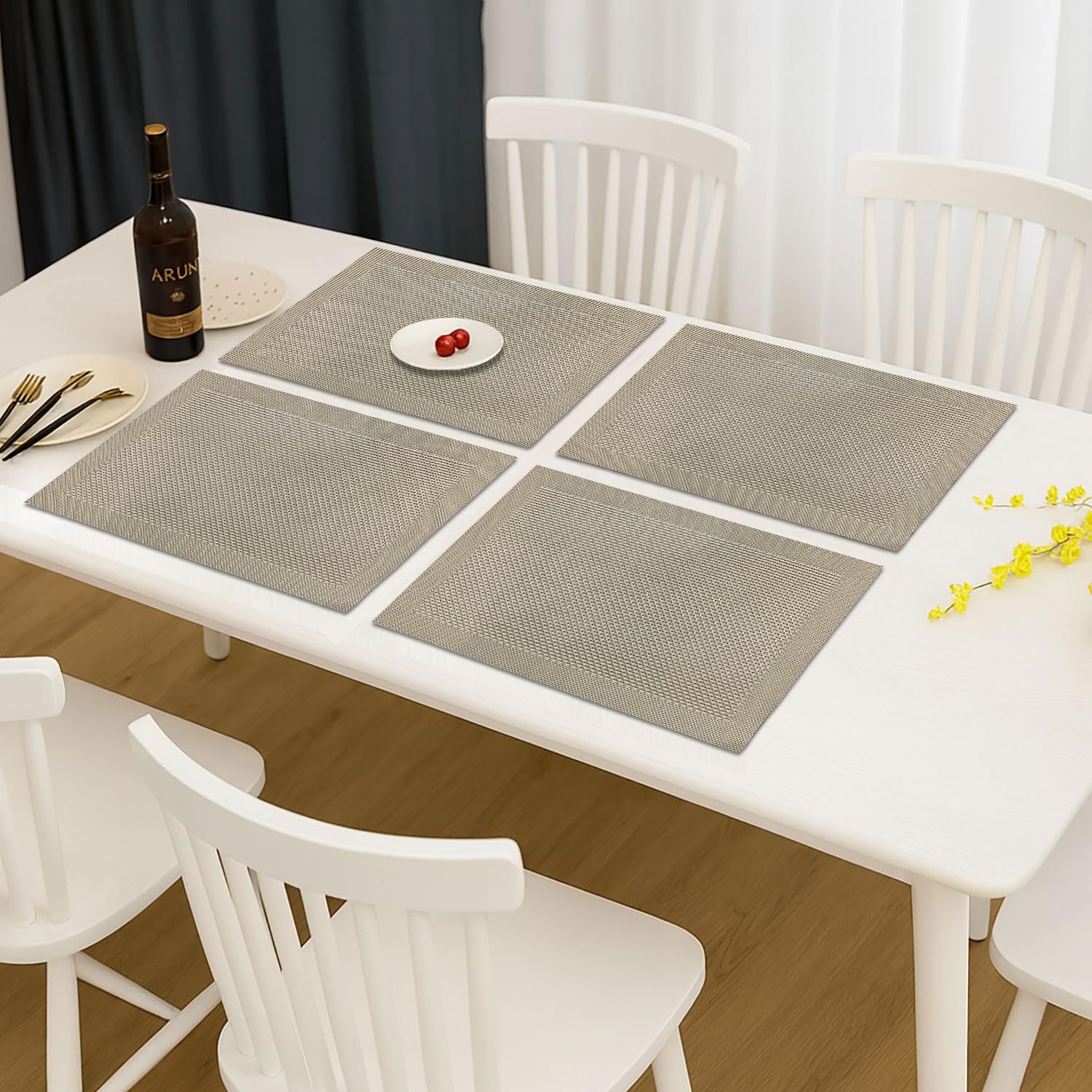 Dining Table Placemat Set of 4 (30x45 CM Golden)