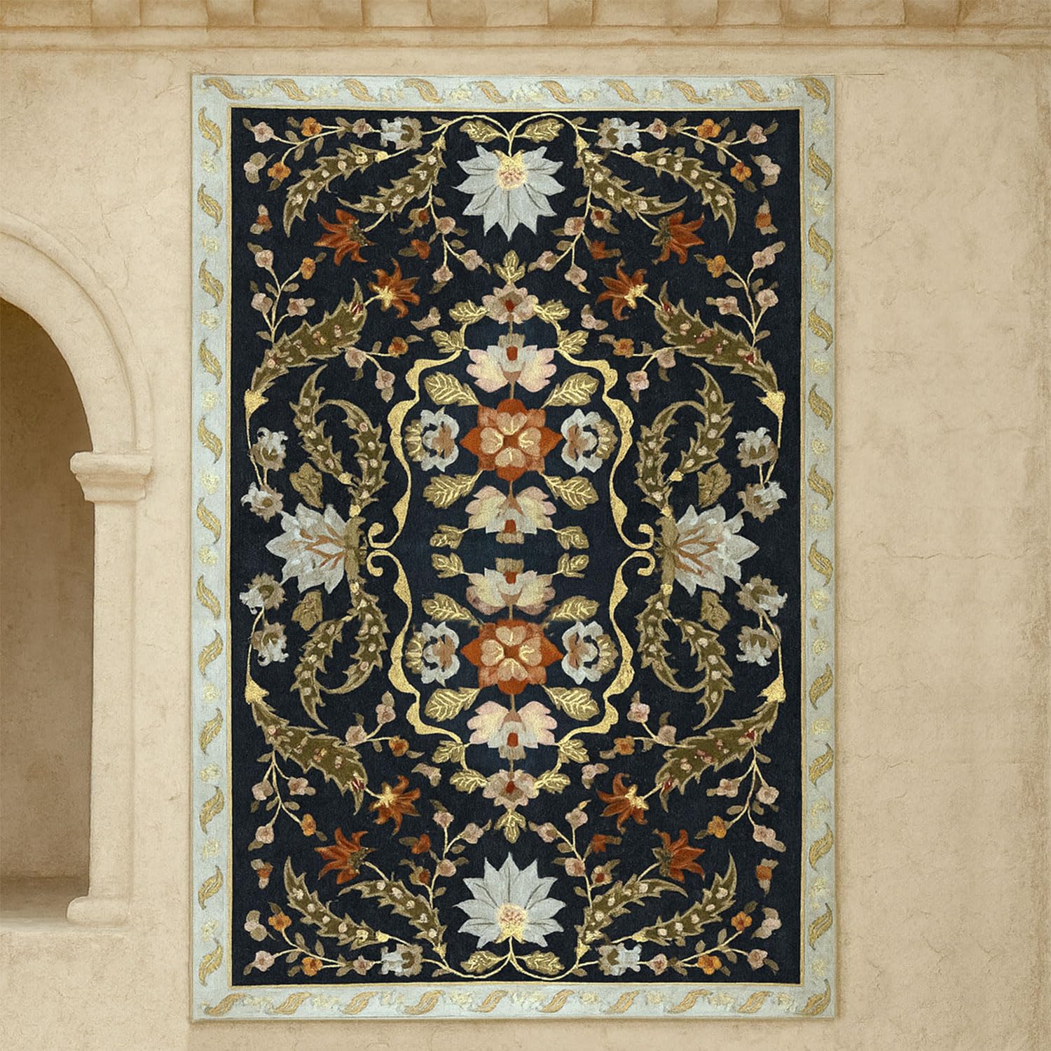 Polyester Twilight Floral Carpet (3x5 Feet, Multicolor, TPR)