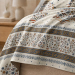 Double Bedsheet with 2 Pillow Covers Premium 240 TC 100% Cotton Feel ( King Size Ivory Blue 108x108 inch )