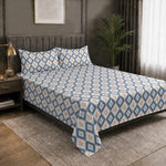 Double Bedsheet with 2 Pillow Covers Premium 240 TC 100% Cotton Feel (108x108 inch , Blue )