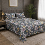 Double Bedsheet with 2 Pillow Covers Premium 240 TC 100% Cotton Feel ( King Size Charcoal 108x108 inch )