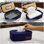 Bamboo Napkin Box Tissue Holder ( Blue, 24x14x9 cm )