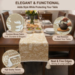 Table Runner with Tassels - Cotton 13.5 x 79.5 Inch, Floral