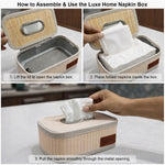 Bamboo Napkin Box Tissue Holder ( Cream, 24x14x9 cm )