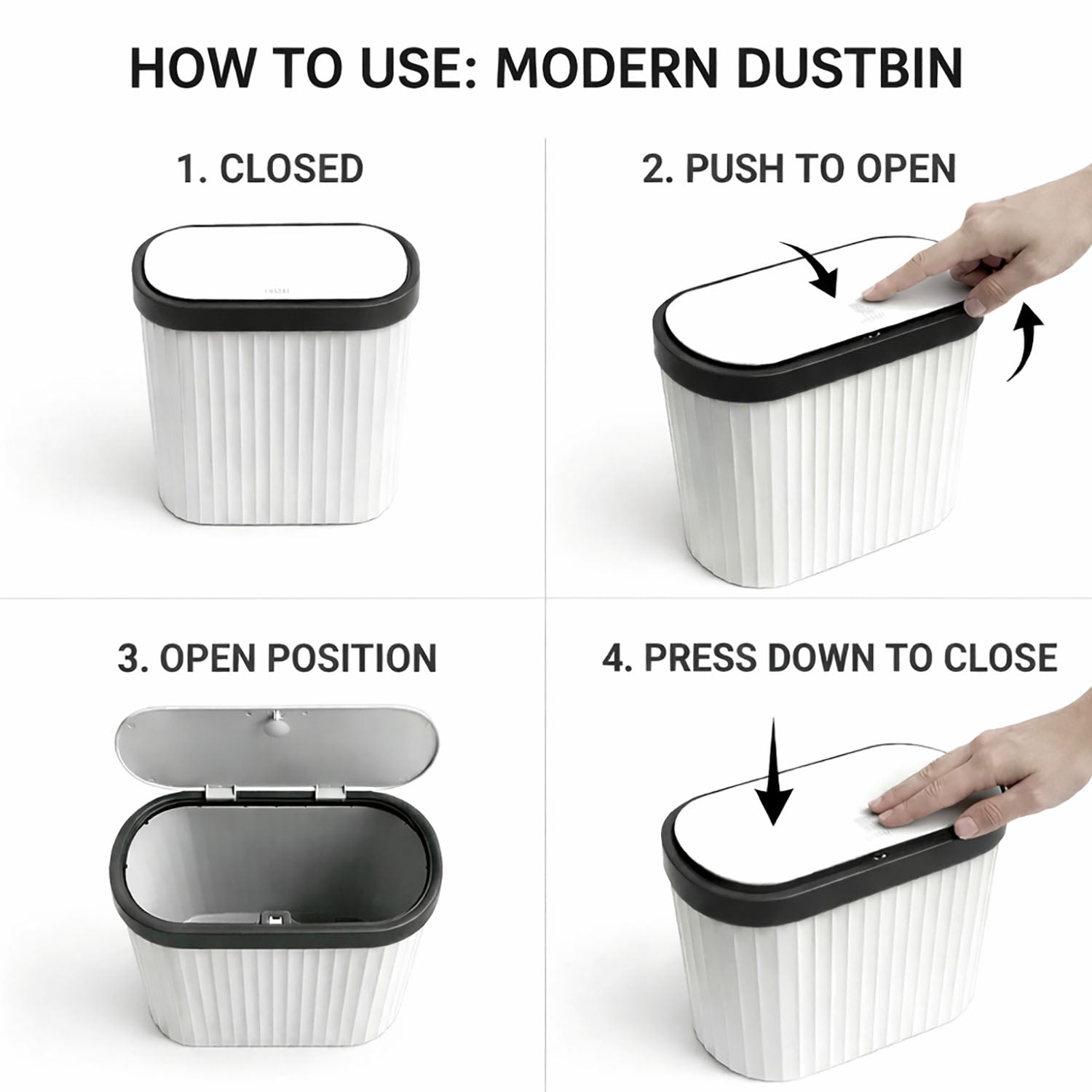 Portable Plastic Dustbin For Home And Kitchen (  27.5x14x29 cm, Grey )
