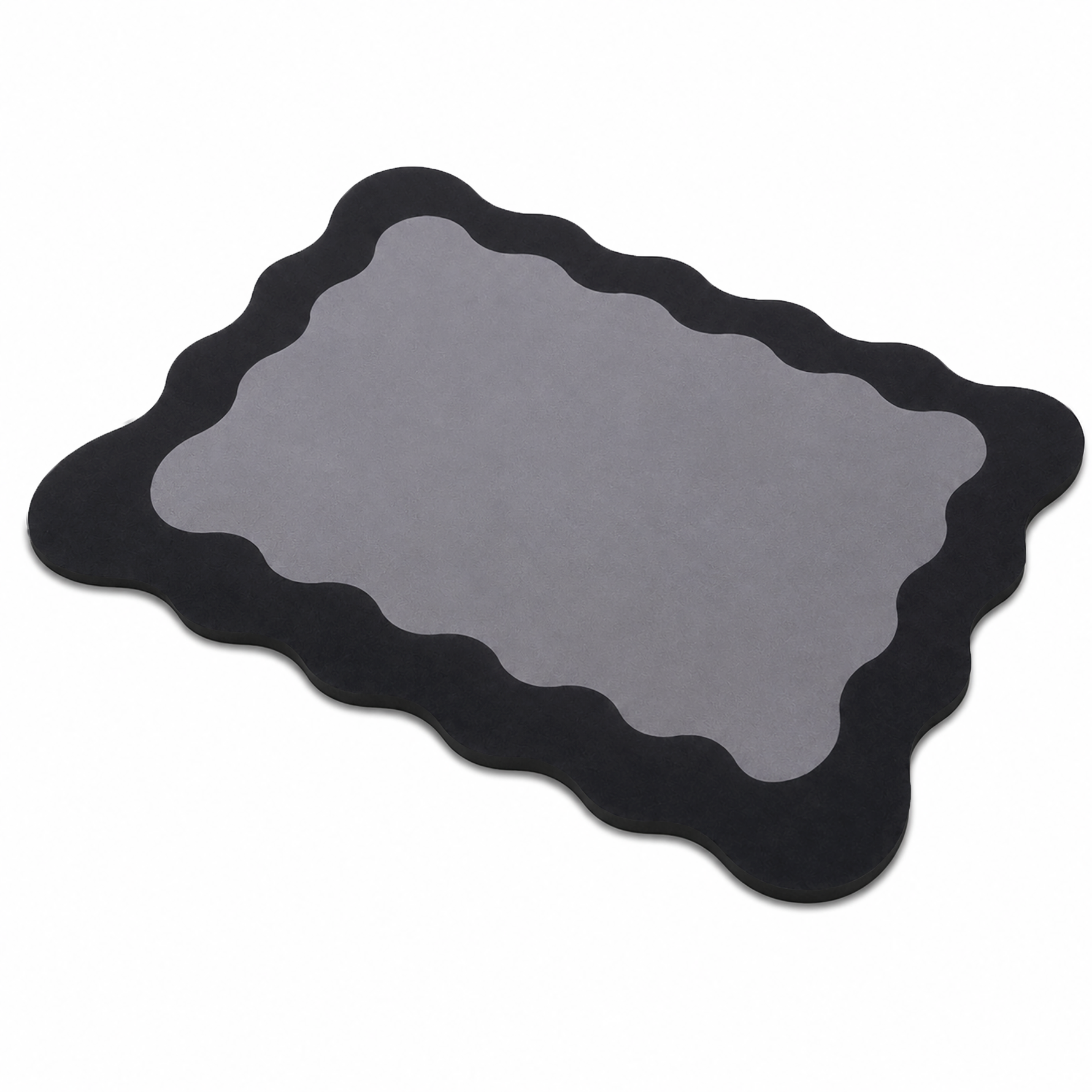 Kitchen Dish Drying Mat | Grey Minimal Wave Border | 35x55 cm